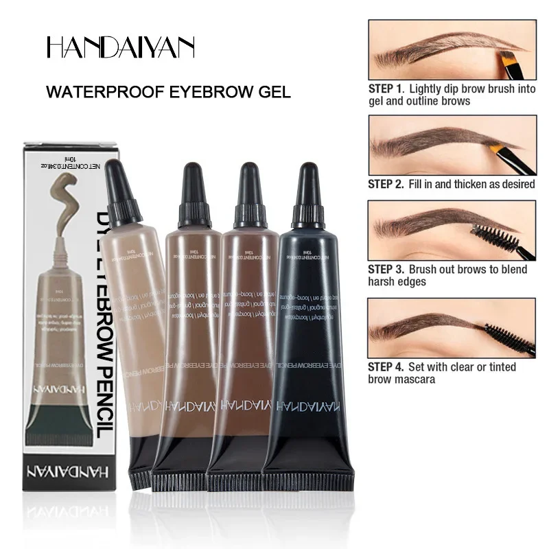 Wasserdichtes Augenbrauengel, 6 Farben, hochpigmentierte Augenbrauentönung, flüssige Formung, Augenbrauenverstärker, Färbecreme mit Make-up-Augenpinseln