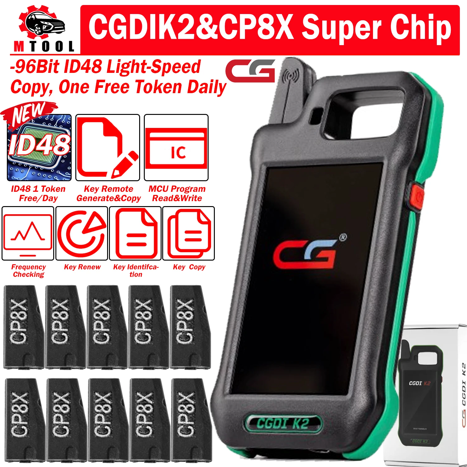 

Wifi CGDI K2 Professional Multi-functional Smart Lock Smith Key Tool Remote Generator CG CG8X Super Chip Support 96Bit ID48 Copy