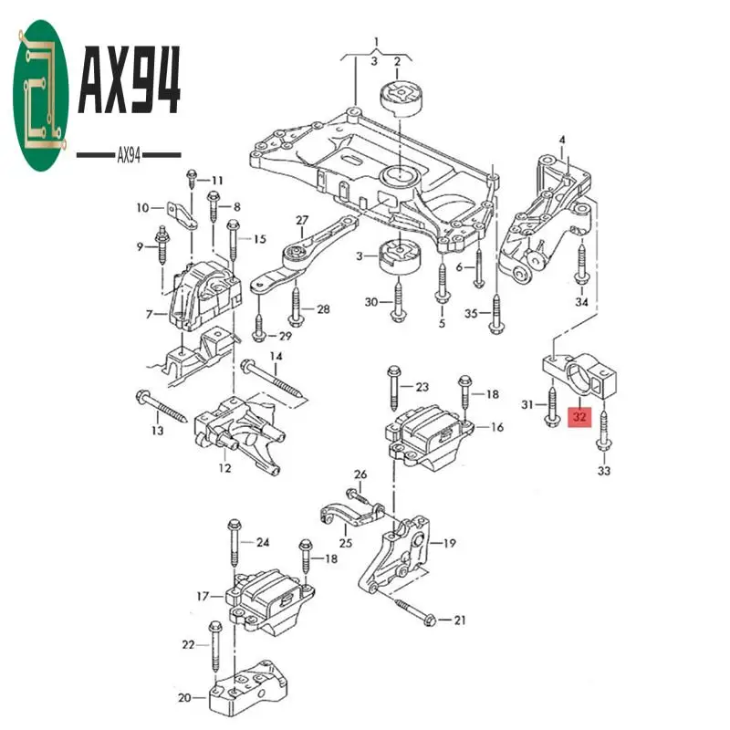 

AX94-1Pair Control Arm Mount Bushing 1K0199231J 1K0199232J For A3 VW Eos GTI Jetta R32 06-12 Traction Arm Bushing