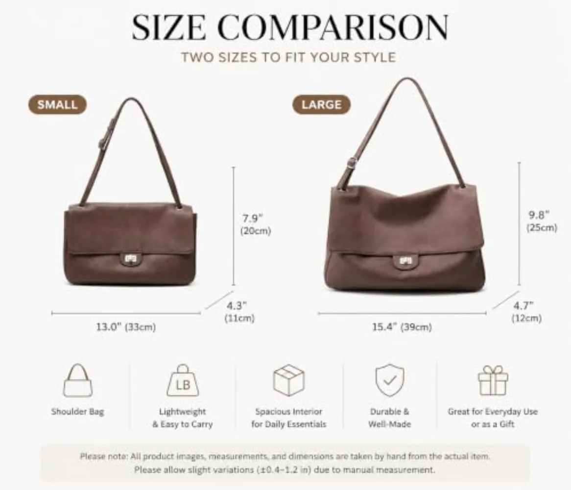 Women's Genuine Leather Shoulder Bag, Top Handle Purse with Soft Microfiber Lining, Minimalist Everyday Handbag