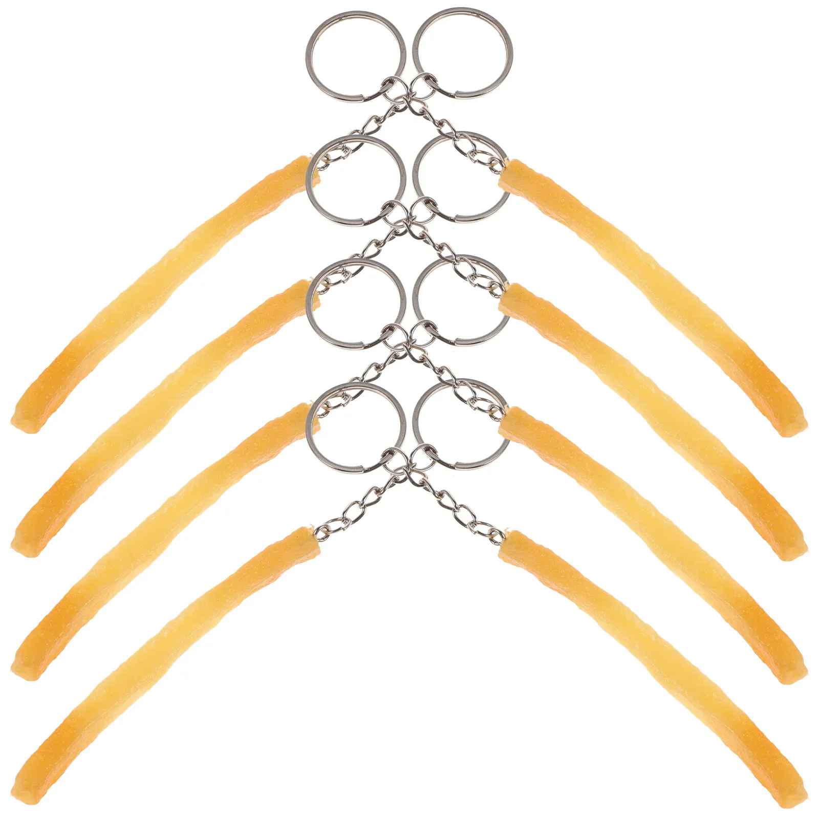 8Pcs Simulation Fried Chips Keychain Creative Decorative Hanging Key Ring Pendant for Bag Backpack Accessory Fried Chips Keyring