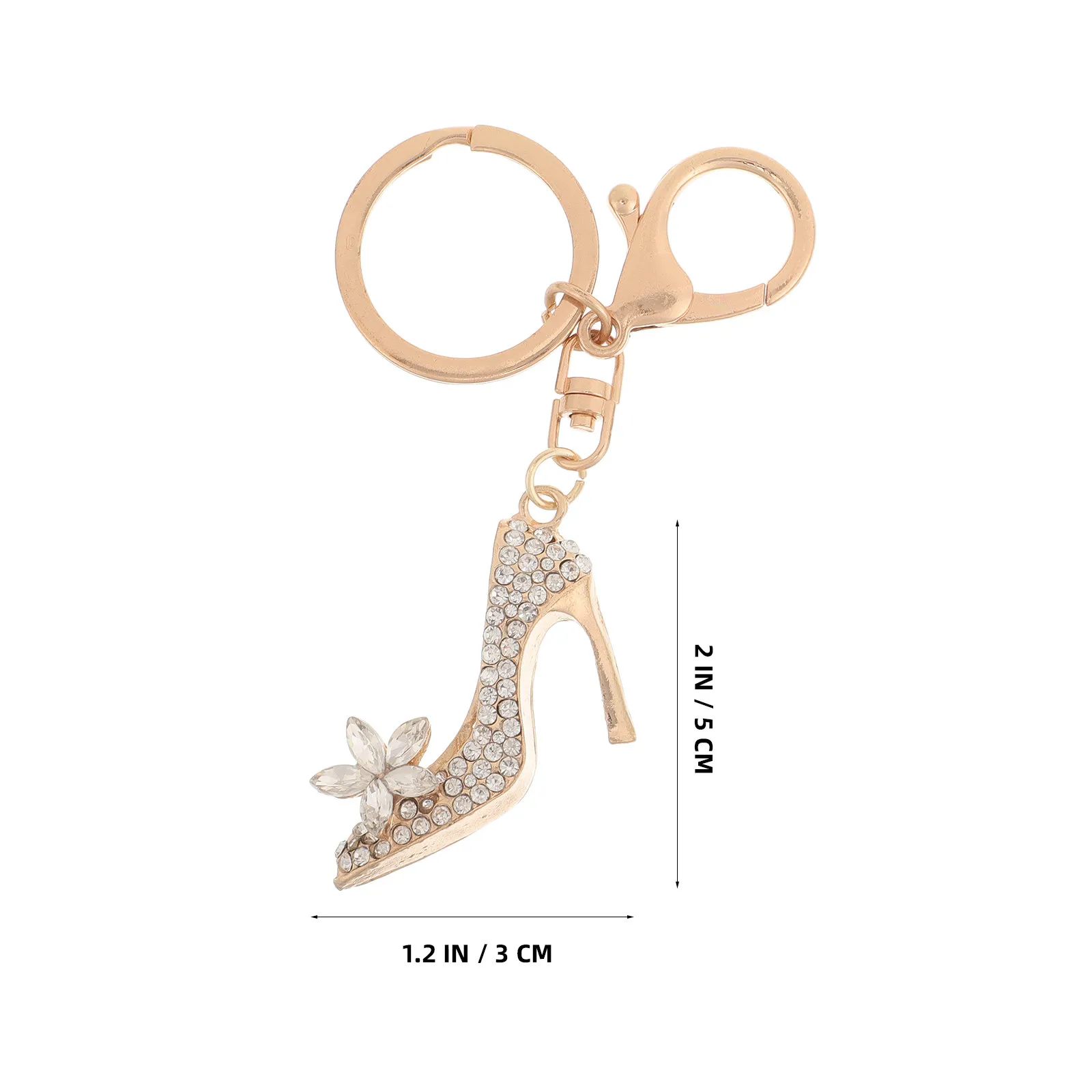 Rhinestone High Heel Keychain 2 Piece Alloy Shoe Pendant Car Mirror Charm Bag Decor Gift for Women