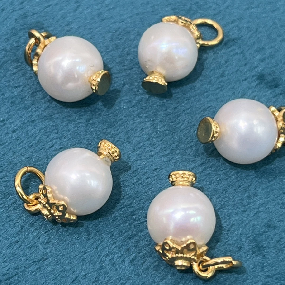 5pcs 8x11mm Round Pearl Pendants Natural Pearl Semi-Finished Charms for Jewelry Making DIY Necklace Earrings Accessory Wholesale