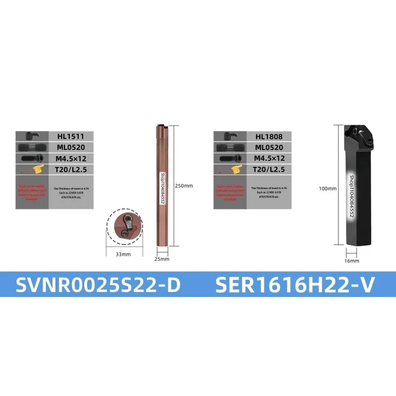 

SER SER1616H22-V SER2020K22-V SVER VER1616H22-D SVN Pressure Plate Type CNC External 30 Degree Vertical T-Thread