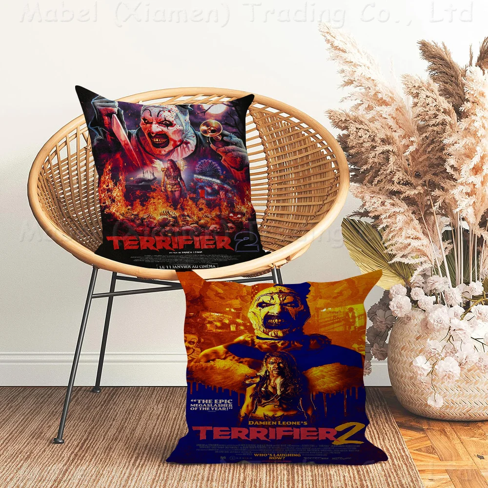 2022 T-Terrifier 2 Cushion Cover Car Throw Pillow Case For Sofa Car Christmas Gift 40x40cm 45x45cm