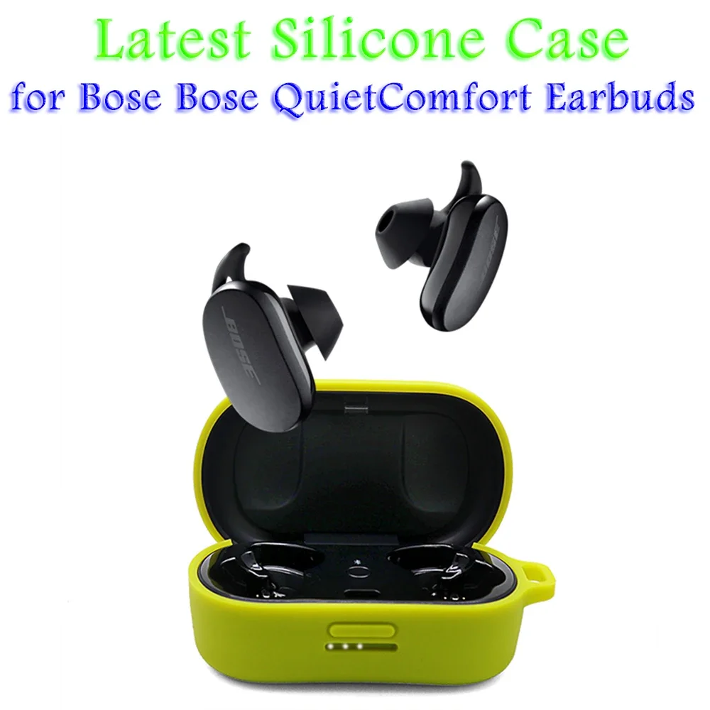 Dustproof Shockproof Protective Silicone Case Cover Skin for Bose QuietComfort Wireless Noise Cancelling Earbuds With Carabiner