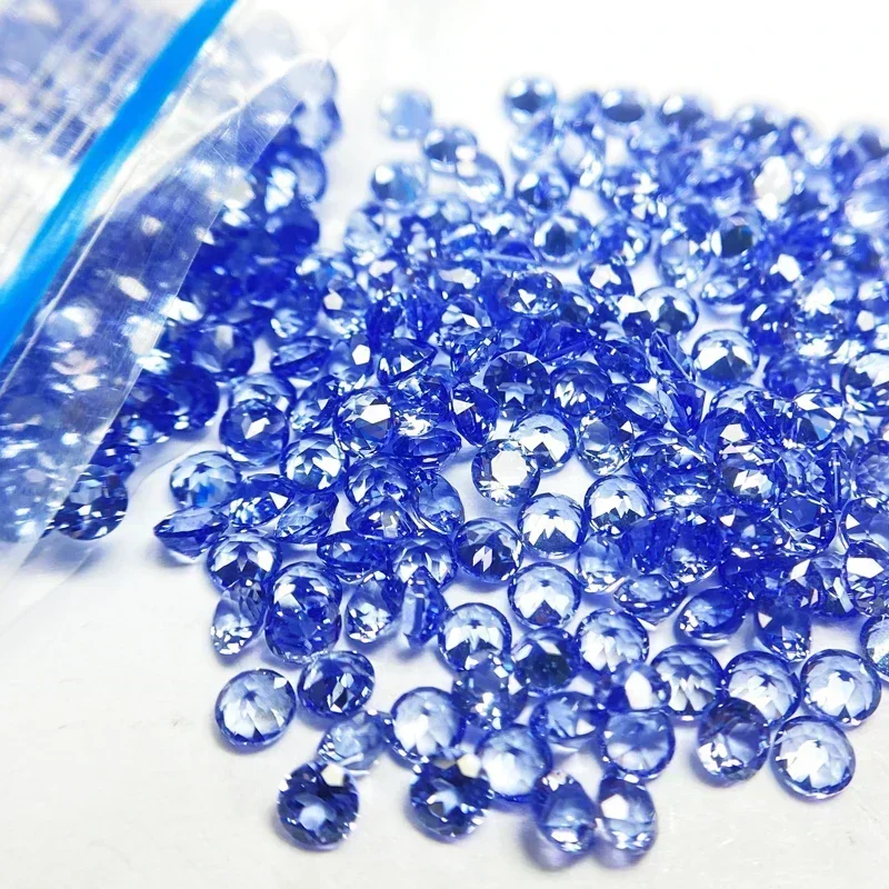 Lab Grown Sapphire Round Shape Small Size Royal Blue Color Gemstones for DIY Ring Necklace Earrings Making Extremely Shiny