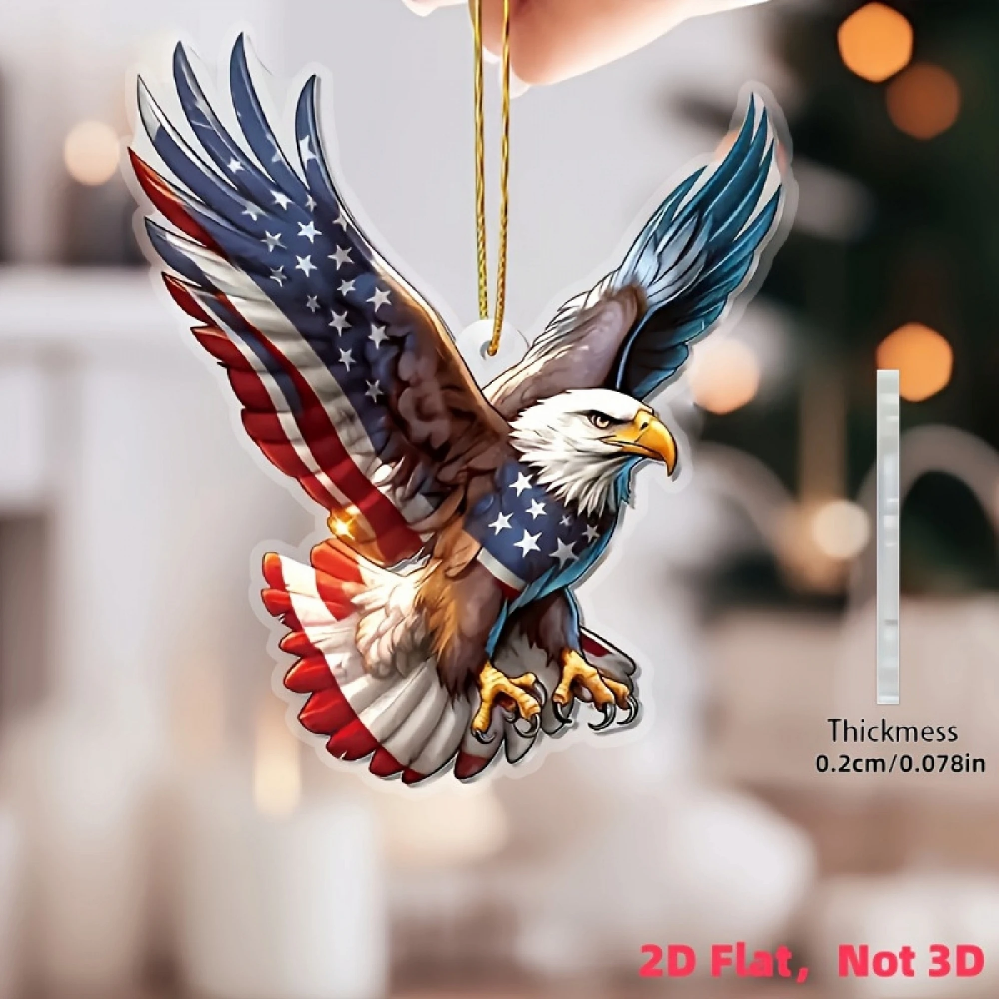 

Car Mirror Hanging Pendant Hawk Flat Acrylic Keychain for Backpack Independence Day Decoration