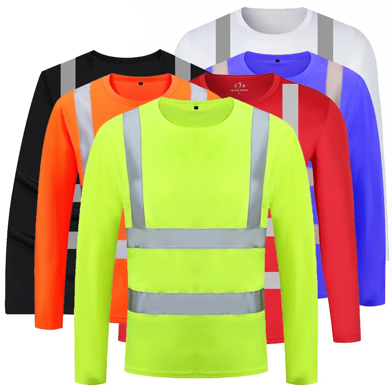 

Reflective Shirt for Men Long Sleeve Work Shirt High Visibility for Night Working Size M-4XL Hi Vis Safety Shirts Quick Dry