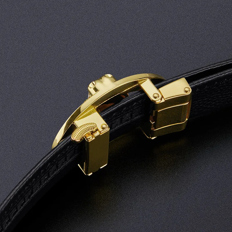 WILLIAMPOLO Fashion Men's Belt Genuine Leather Diamond Setting Automatic Buckle Belt For Men Luxury Brand Business Waistband