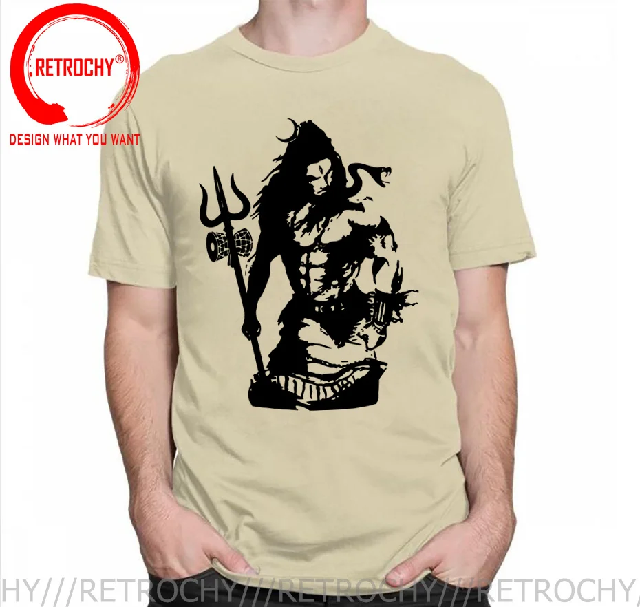 Camiseta Lord Shiva Art Angry Trishul para hombres Hindu Ganesha God India Lingam divertida camiseta cuello redondo hombres ropa de talla grande