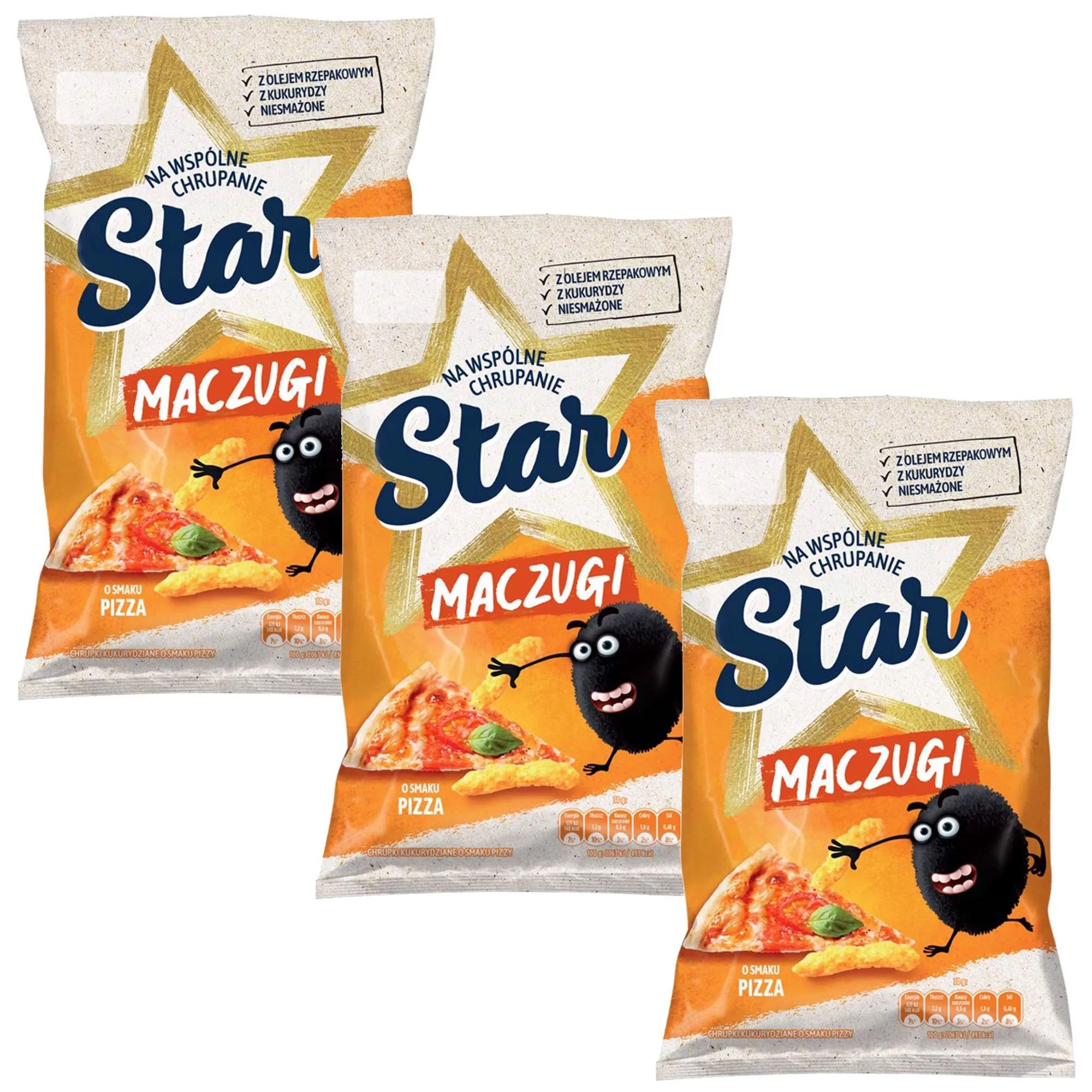 Star Maczugi Chrupki kukurydziane o smaku pizzy 80 g x 3sztuk