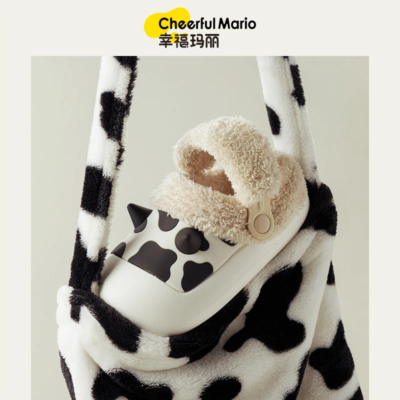 Cute Cartoon Children Slippers Winter Warm Plush Soft Boys Girls Home Shoes EVA Waterproof Non Slip Kids Slippers