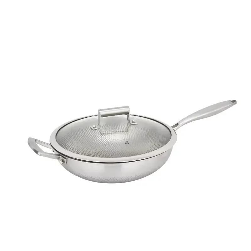 Pure Titanium Non Stick Frying Pan Three Layer Hand Forged Textured Cookware Durable Kitchen Skillet for Induction Gas Stove