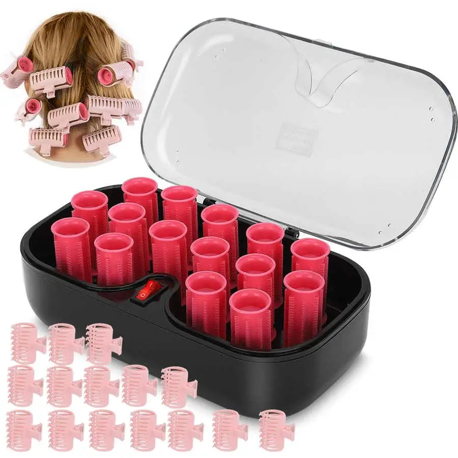 

15pcs Electric Hair Perm Rods Curler Roller 30mm + 15 Hair Clips Clamp Set 110-220V Styling