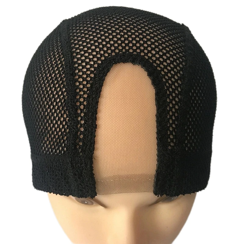 1PC 2X4 U part Lace Wig Caps Spandex Mesh Dome Wig Cap For Making wig Elastic Dome Mesh Cap large holes Dome caps for men women