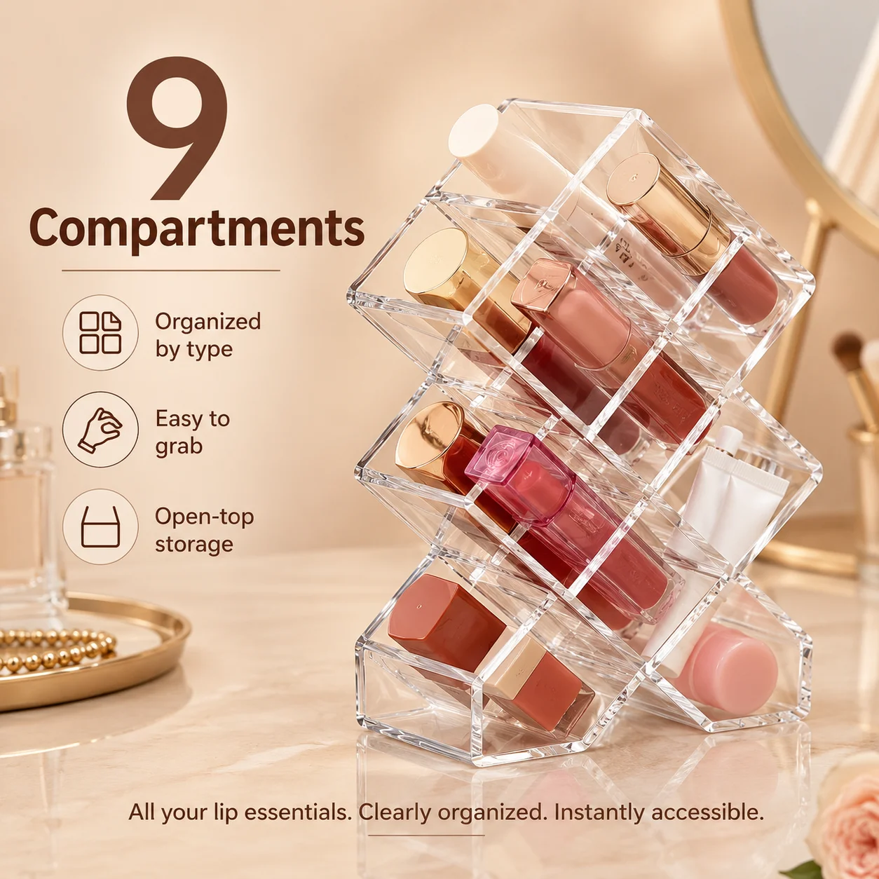Fish-shaped Lipstick Organizer Stand Lip Gloss Holder Cosmetic Display Rack Desktop Makeup Storage Box Beauty Accessories