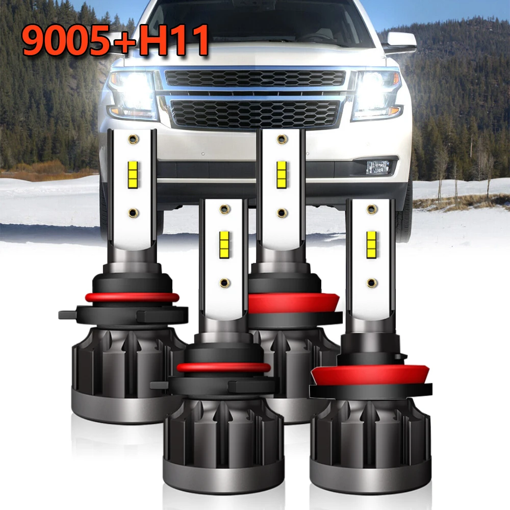 

4x LED Headlights High Low Combo Bulbs 9005 H11 Lamp For Chevrolet Tahoe Suburban 1500 2007 2008 2009 2010 2011 2012 2013 2014