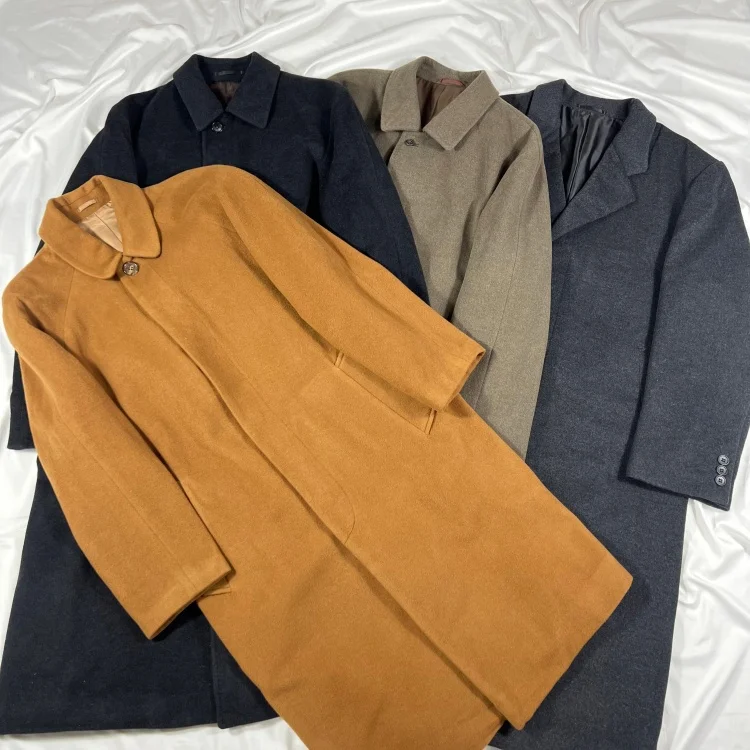 

Vintage Leisure Woolen Coat Men's Hong Kong Sle Profile Autumn Winter Long Coat Casual Faion Ciscape Commute Travel