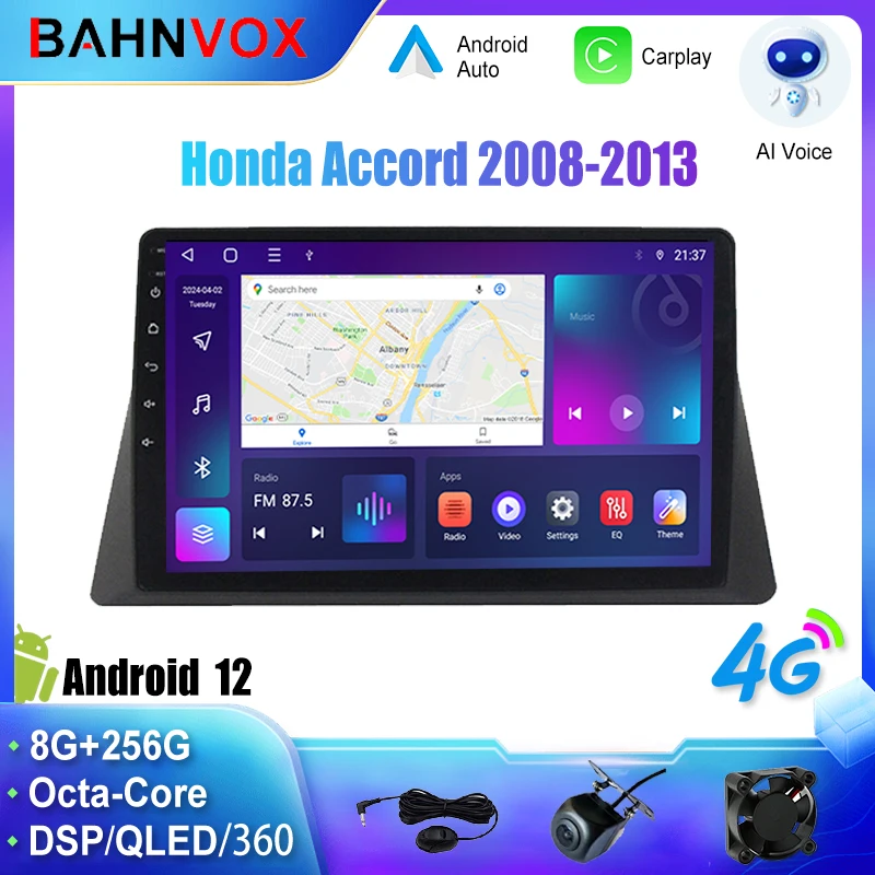 10.1'' Android 12.0 Car Radio for Honda Accord 2008-2013 GPS Navigation Multimedia Player Carplay Stereo Head Unit