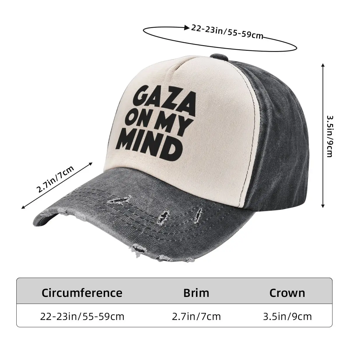 Gaza On My Mind Baseball Cap beach hat Military Tactical Cap Luxury Hat Men\'s Women\'s