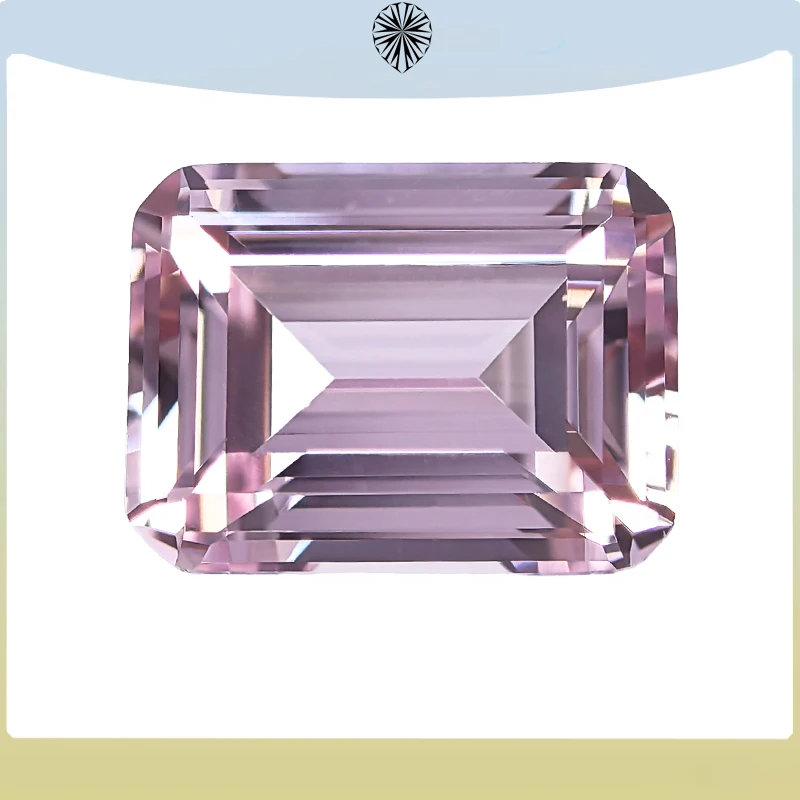 Lab Grown Sapphire Sakura Pink Color Emerald Cut Gemstone per Charms collana con anello fai da te orecchini materiali certificato selezionabile