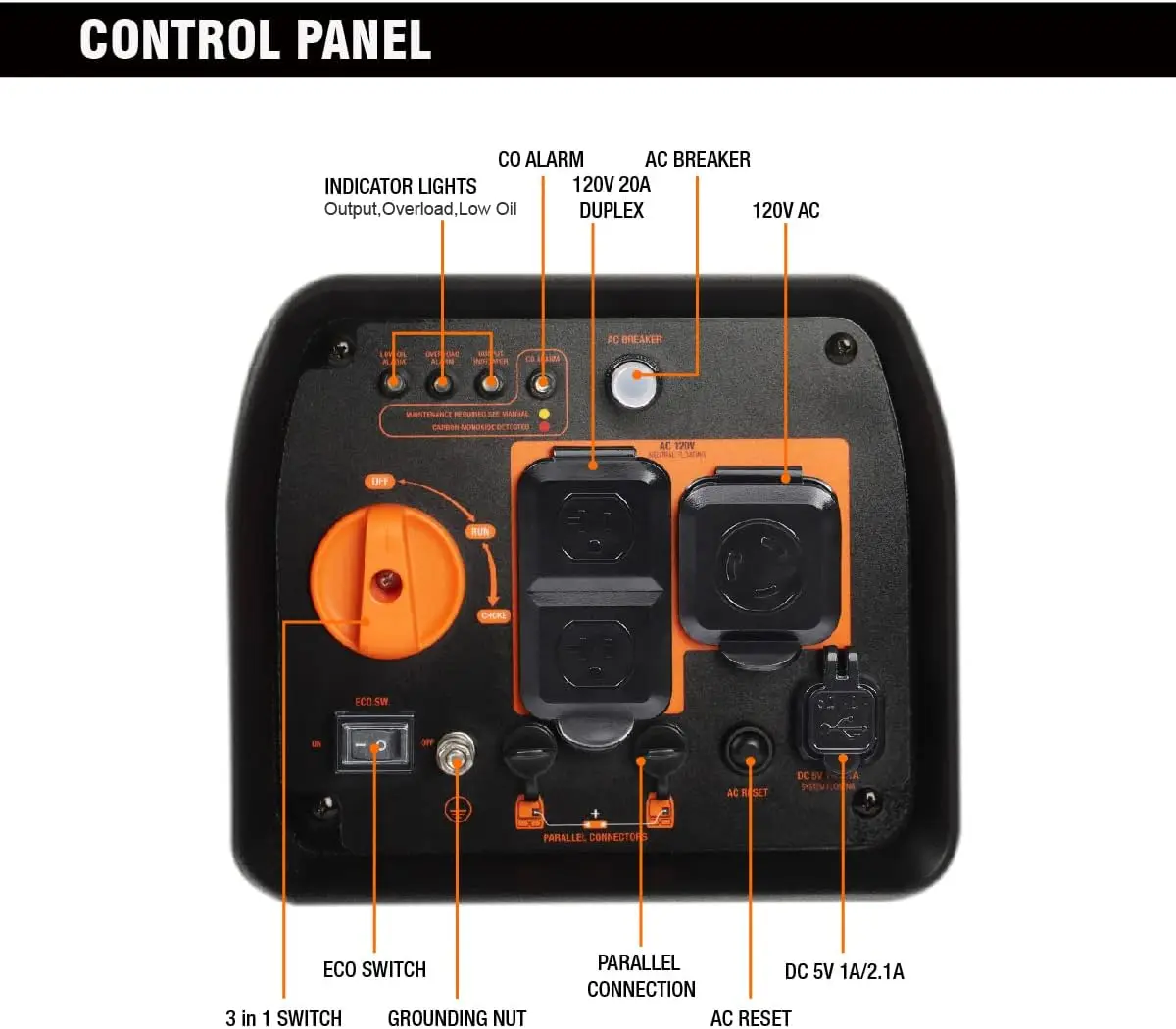 Generador portátil, motor de gasolina ultrasilencioso de 3300 W, compatible con EPA, función de modo ecológico, ultraligero para respaldo en casa