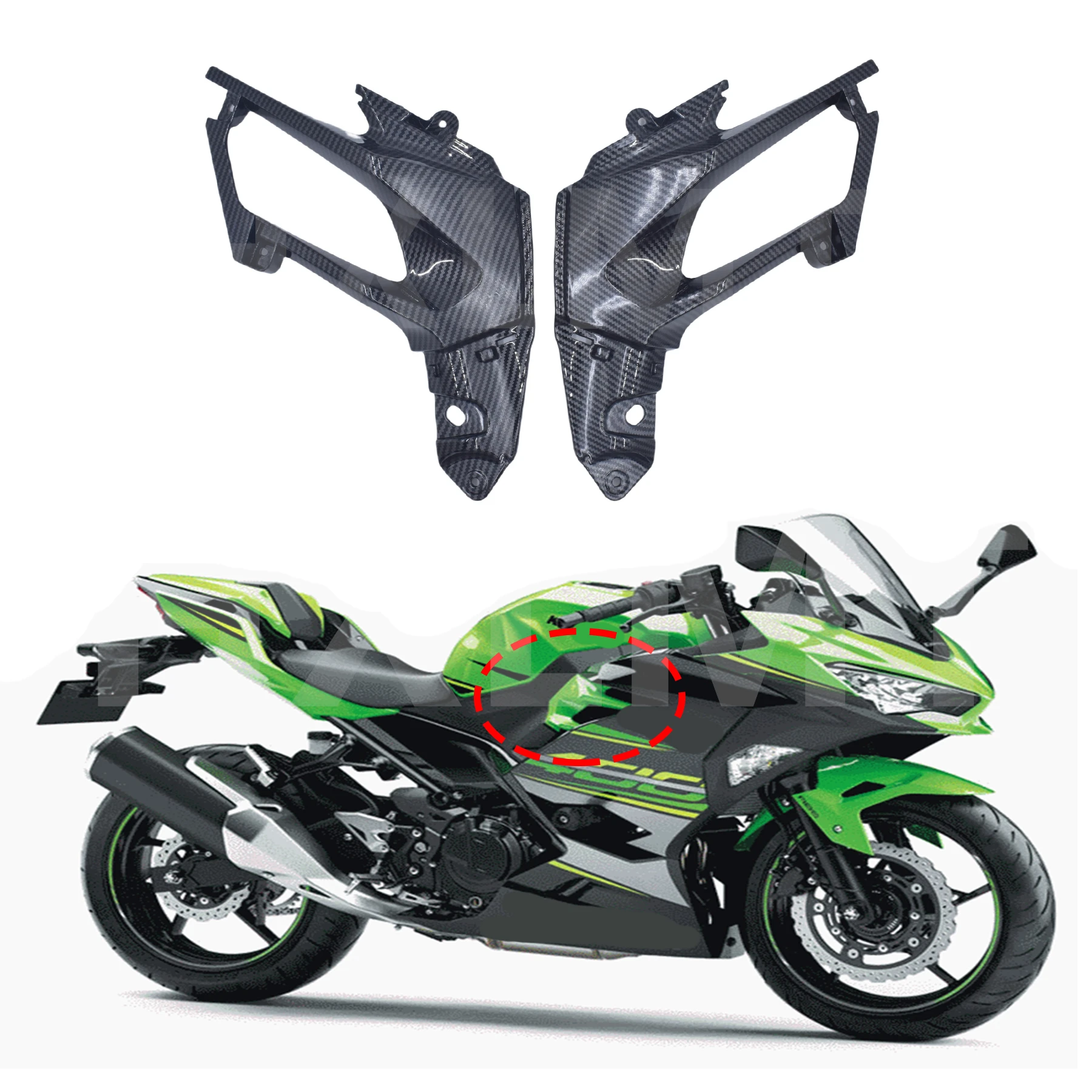 

Side Cover Fit For KAWASAKI NINJA400 Ninja 400 2018 2019 2020 2021 2022 2023 Side Mid Fairing Part Panel Frame Cowling