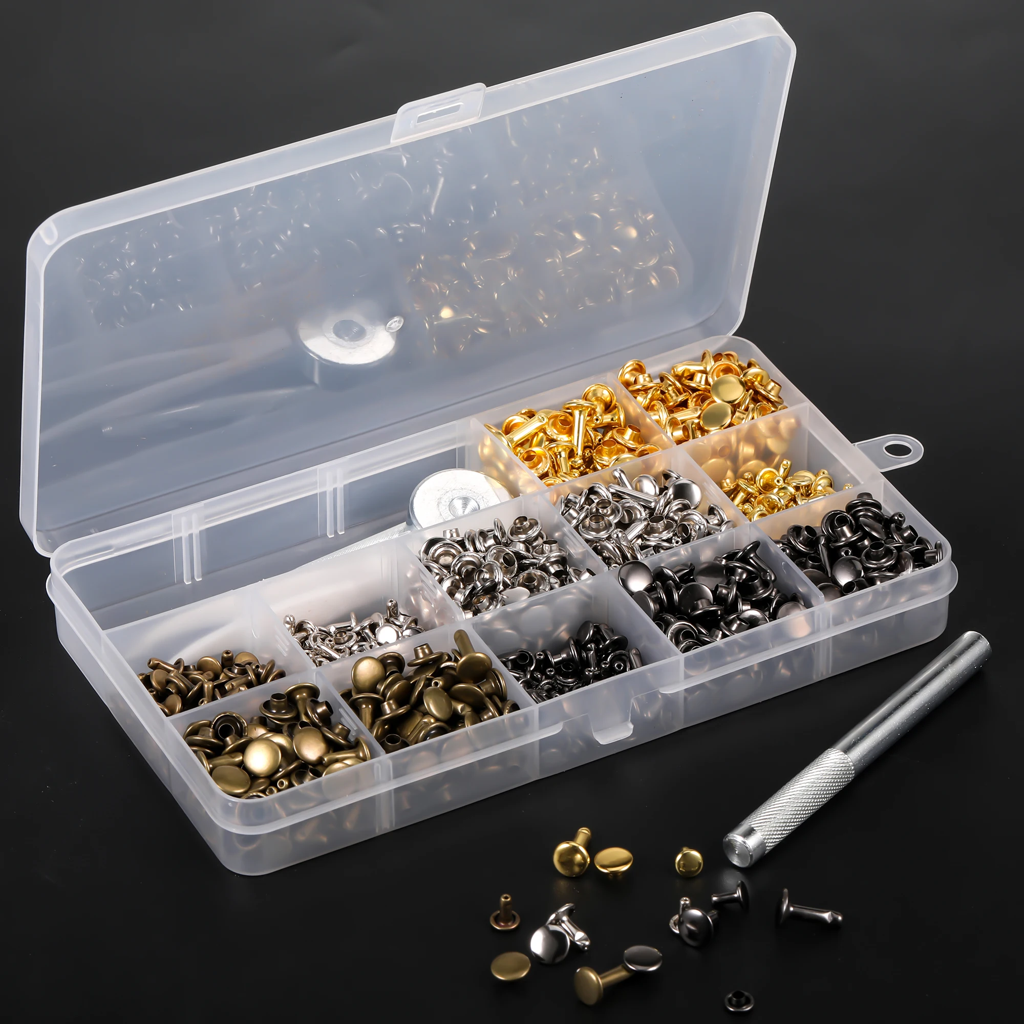 

Easy To Metal Double Cap Rivets DIY Leather Crafts Sturdy And Durable Leather Rivets