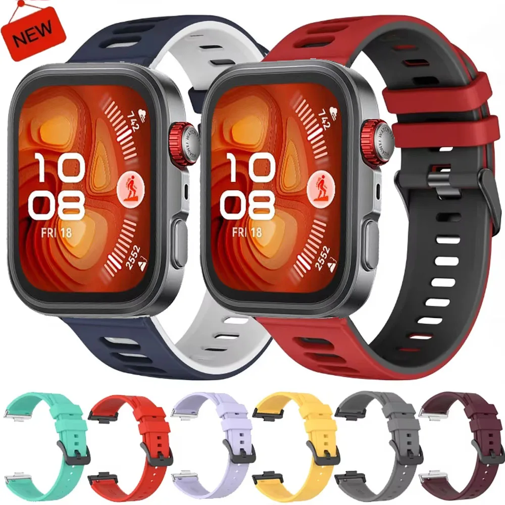

Two-tone Silicone Strap For Huawei Watch Fit 3 Sport Watchband Replaceable Breathable Band For Huawei Watch Fit 4/4 pro Bracelet