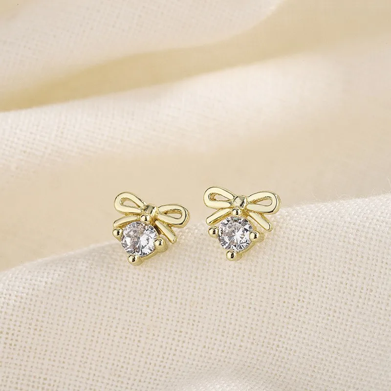 Pendientes de circonita de aguja de plata 925 para mujer, Mini mariposa, pendiente de tuerca dulce, Piercing de flores para niñas, regalos de joyería, moda coreana