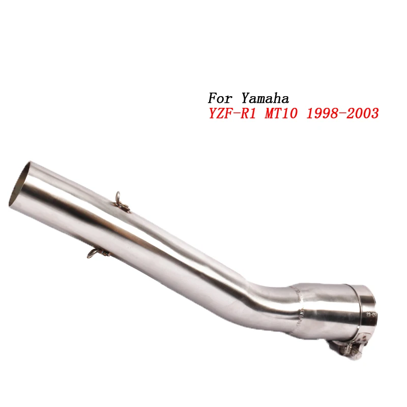 Slip On 51mm Motorcycle Stainless Steel Exhaust Pipe Muffler Tail Tip Mid Connect Link Tube For YAMAHA YZF-R1 MT10 1998-2003