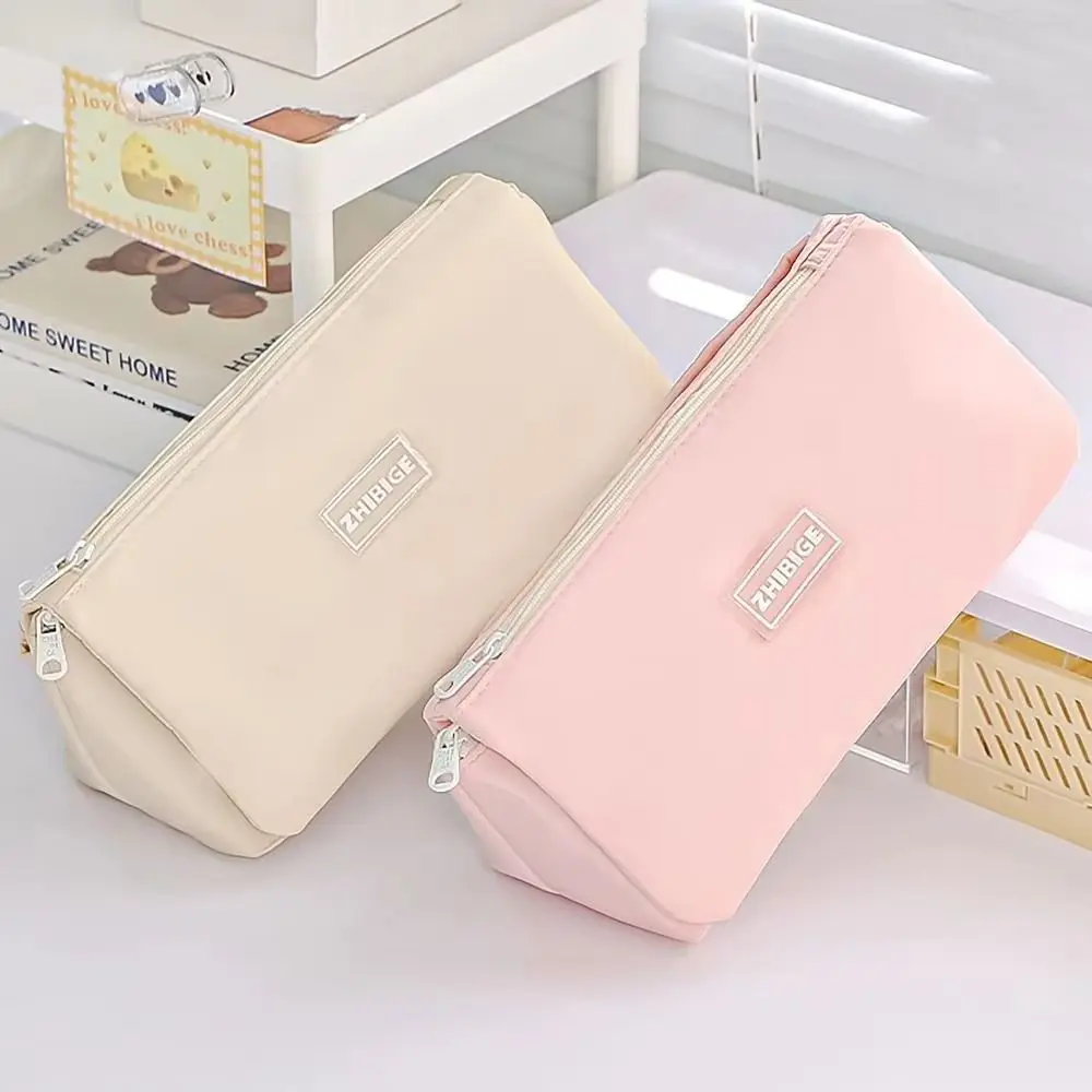 Canvas Towel Roll Storage Bag Multilayers Anti Fouling Triangular Pencil Case Ins Style Large Capacity Transparent Pen Bag