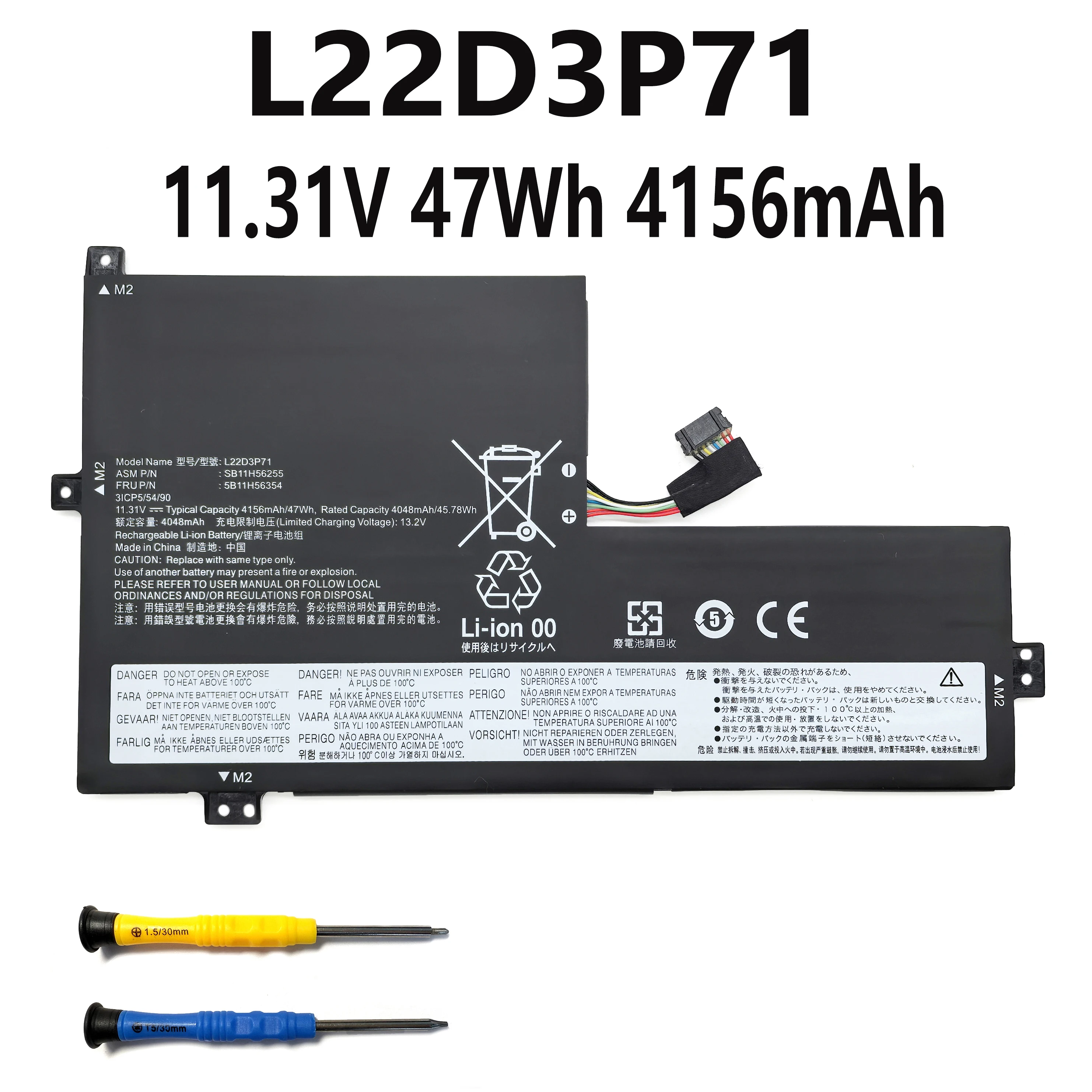 

L22D3P71 11.31V 47Wh 4156mAh Battery For Lenovo 100W GEN 4 300W 500W YOGA GEN 4 series L22M3P71 L22C3P71 L22C3P70 free tools