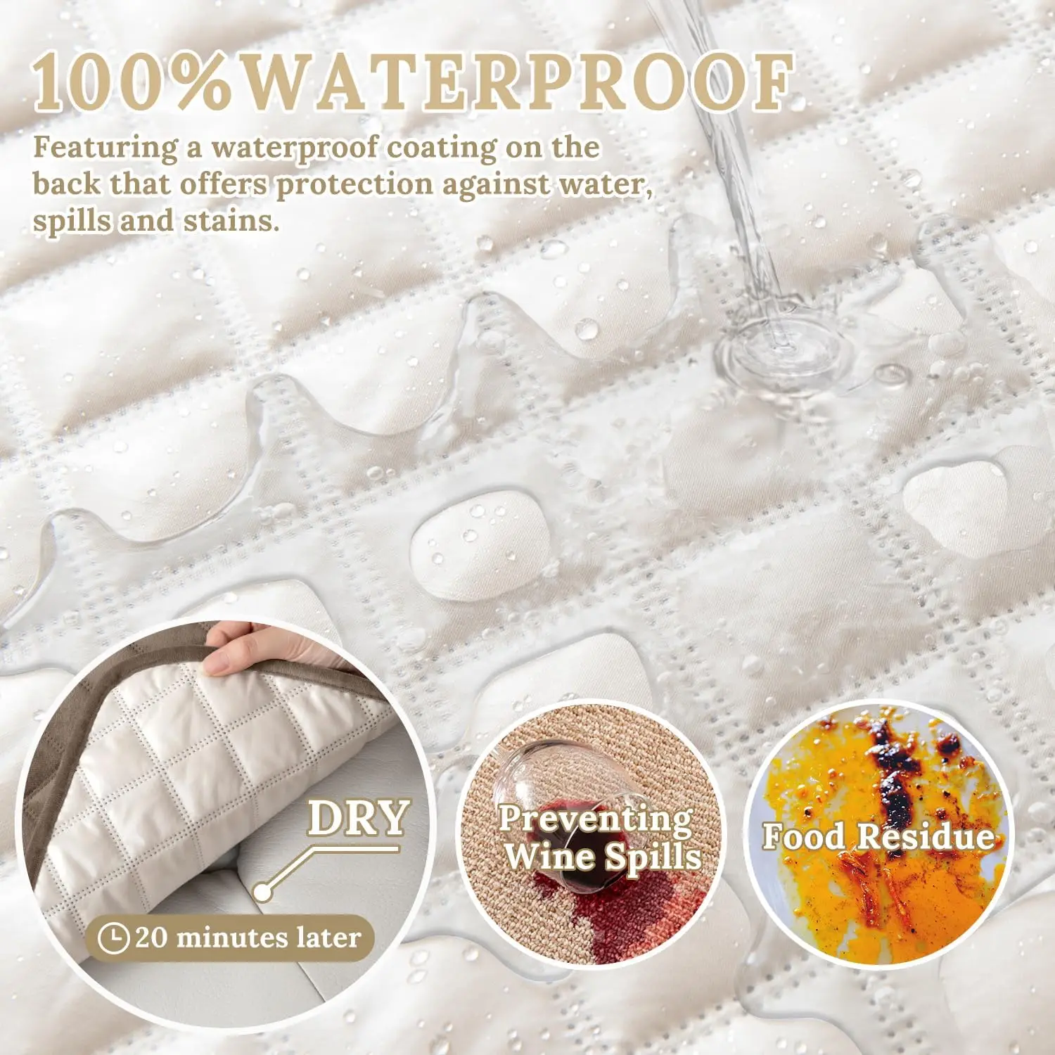 Wodoodporny pokrowiec na narożną sofę modułową, aksamitny pokrowiec na sofę w kształcie litery L, chroniący przed zwierzętami, antypoślizgowy, jasnobrązowy, XX-Large