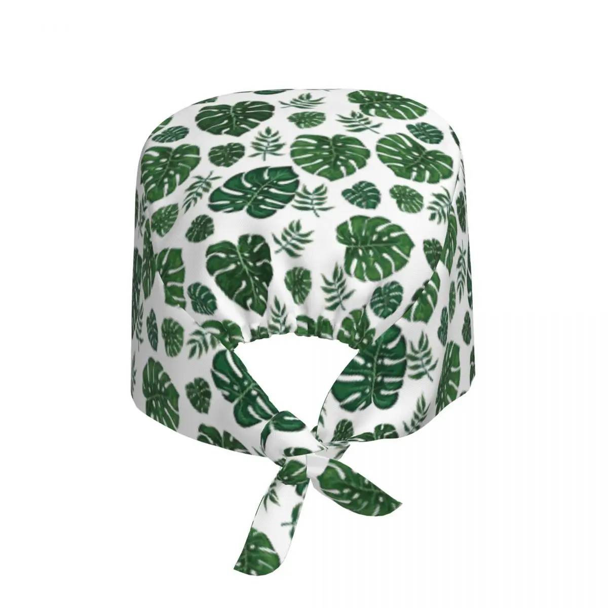 Adjustable Beautiful Green Tropical Leaves Plant Working Hat Women Men Surgical Hat Scrub Nursing Doctor Surgeon Cap for Chef
