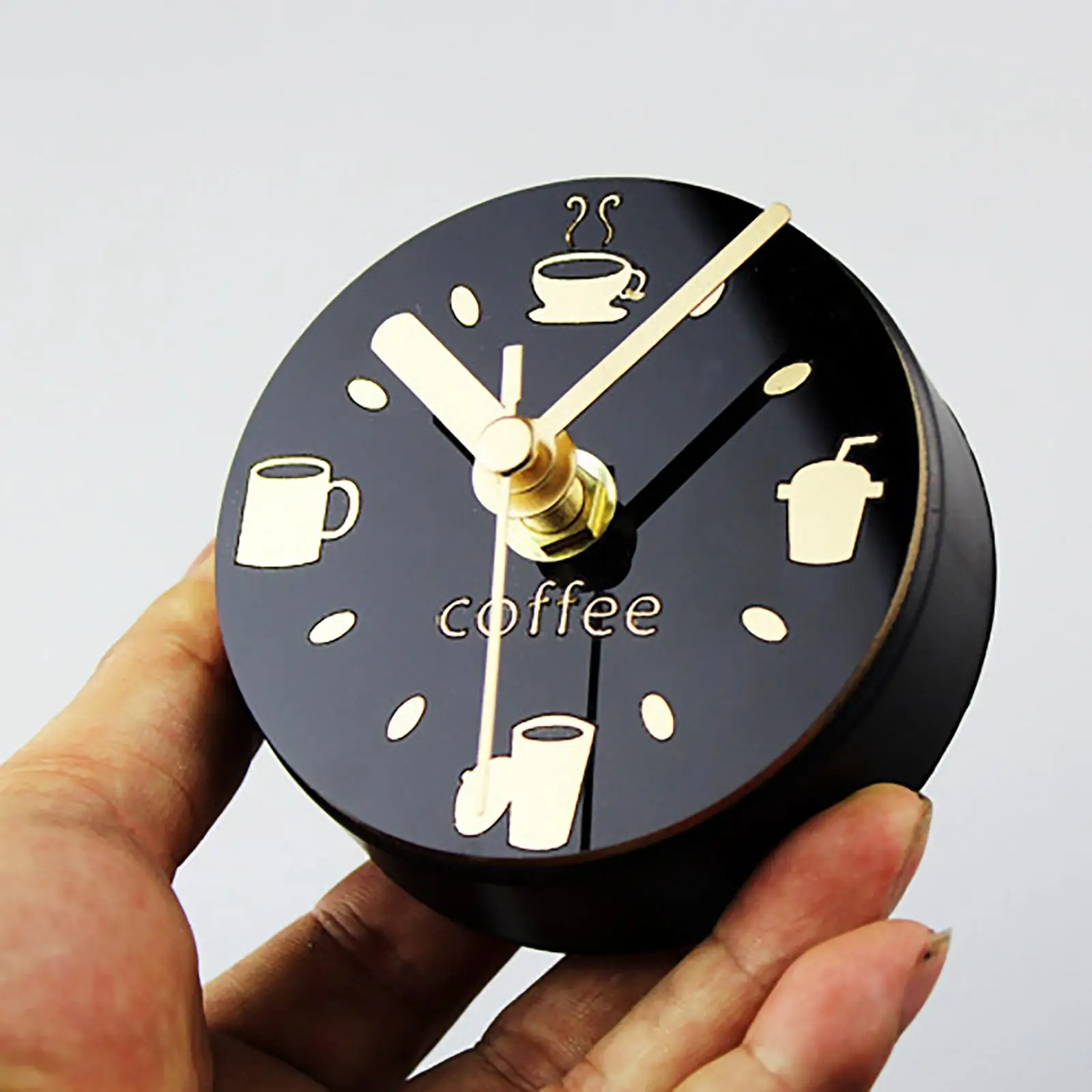Fridge Magnet Clock Coffee Pattern Refrigerator Magnets Decorative Magnet Wall Clock for Home Kitchen Round Refrigerator Decor