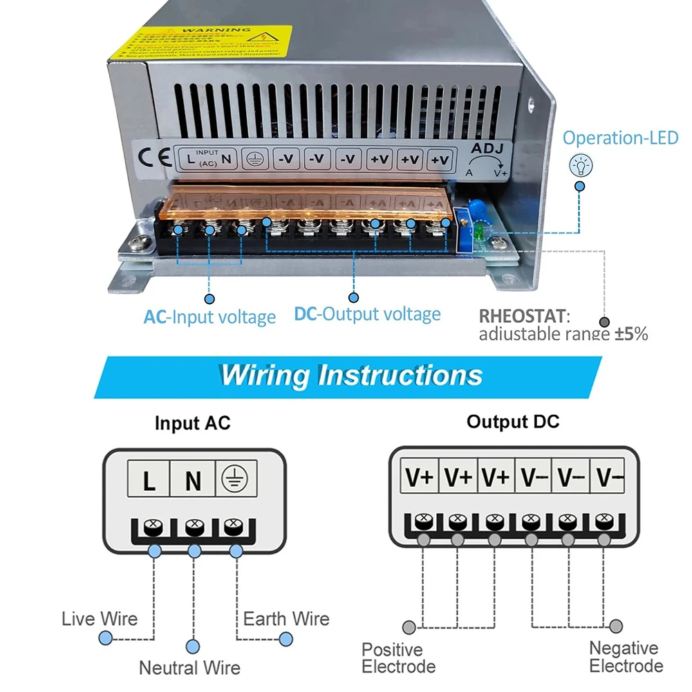 12V 100A 1200W AC to DC Switching Power Supply Adapter for Industrial Use with Overvoltage and Overheat Protection
