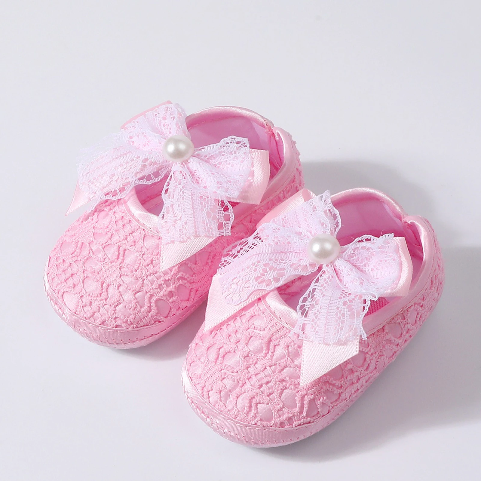 0-12months Baby Girl Baby Casual Shoes Lace Bow Decor infant girls First Walking Shoes for Party Festival Slip-on Flats Shoes