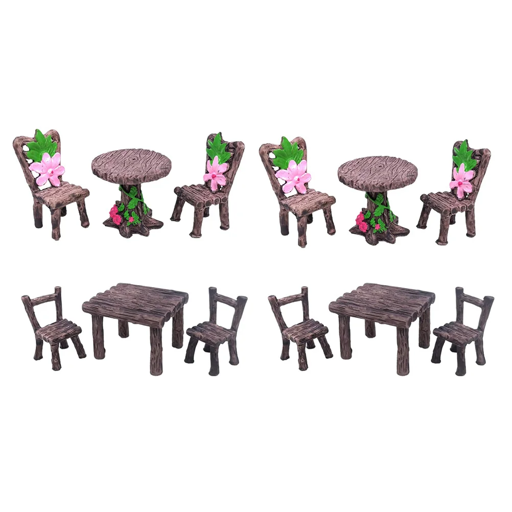 4 セットミニチュア風景アクセサリー細かい細工素敵な小さな装飾 DIY ミニ家具セットミニ樹脂椅子