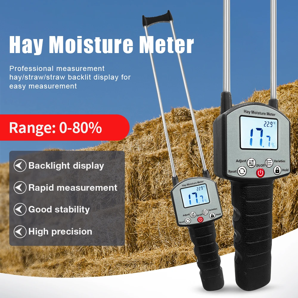 TK100H Portable Hay Moisture Meter for Cereal Straw Bran Forage Grass Leymus Chinensis Emperor Bamboo Grass Testing Fibre