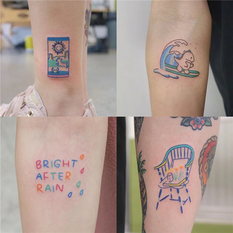 40pcs Female Style Tattoo Stickers English Waterproof Long-lasting Simulation Style Small Fresh Cute Temporary Tattoos