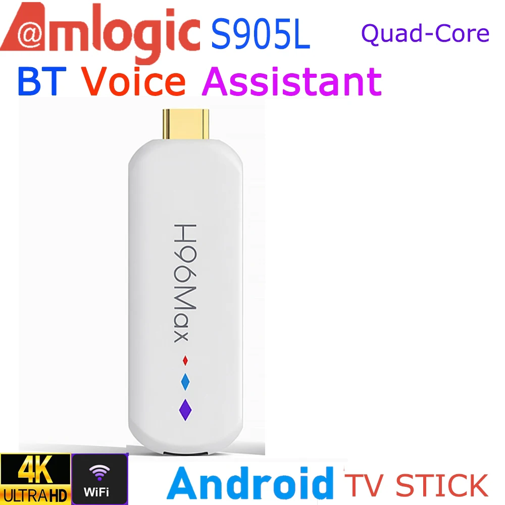 H96 Max M20 Amlogic S905L Quad Core Android TV Stick 4K Video WiFi BT Asistente de Voz Control Remoto Reproductor Multimedia Smart TV Box