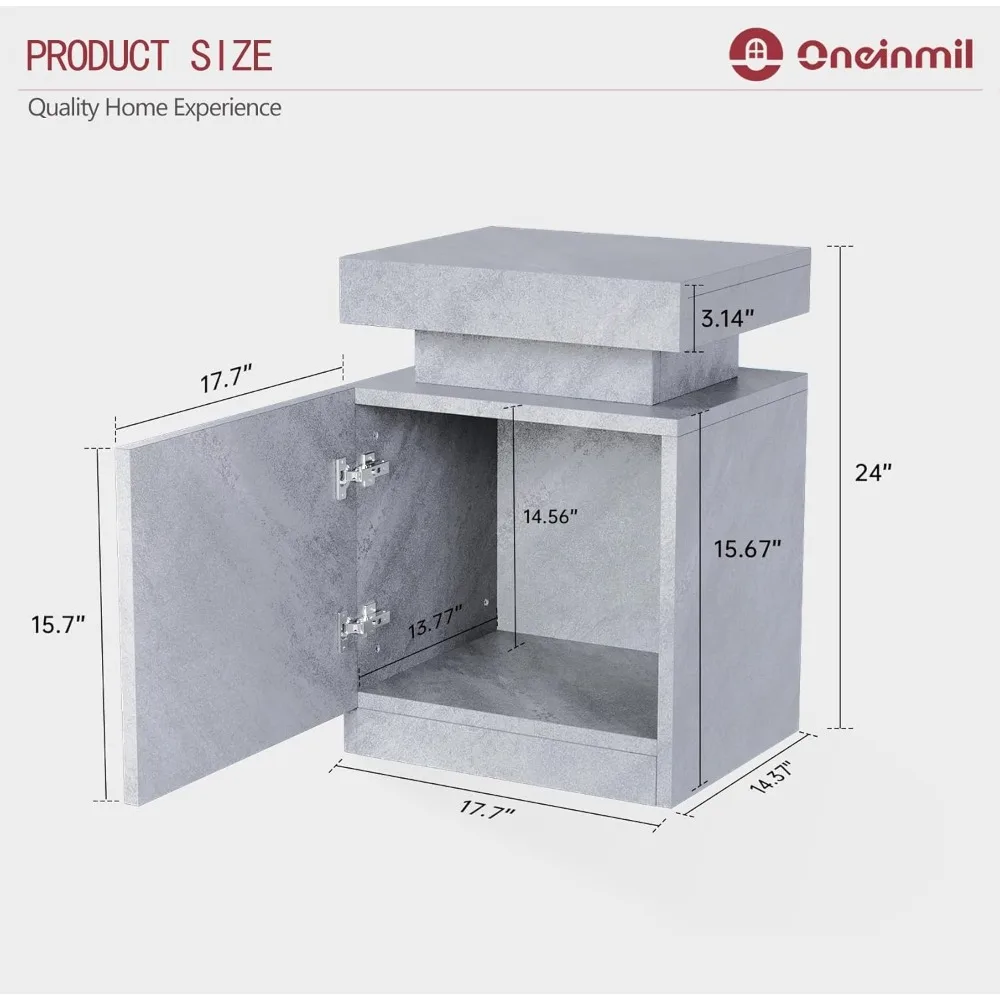 مجموعة منضدة نوم مضيئة بإضاءة LED مكونة من قطعتين مع خزائن تخزين وطاولات بجانب السرير حديثة لإضاءة الليل والتخزين المحسن لذلك #2