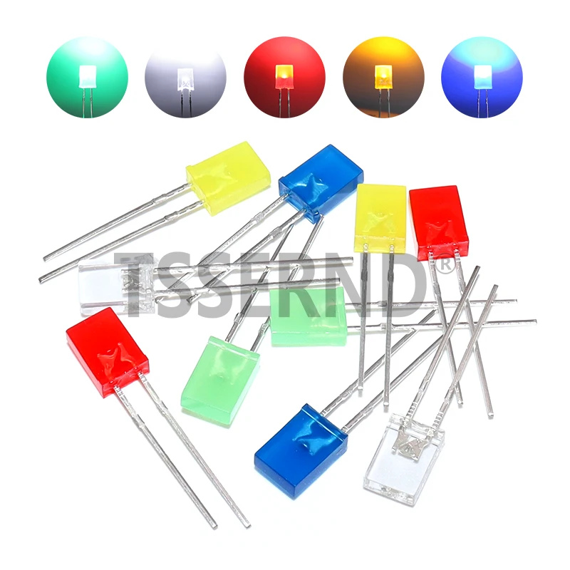 100PCS 2*5*7mm Platz 2X5X7 LED Diode Rot Gelb Grün Blau Weiß LED Leuchtdiode 2X5X7mm Dioden für DIY Elektronische