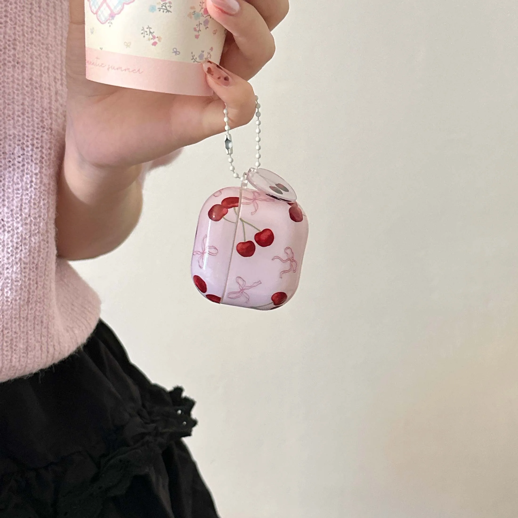 Funda para auriculares imd de cereza de dibujos animados, caja de carga inalámbrica bluetooth para apple airpods 3 4 pro 2nd 1 2, funda para auriculares