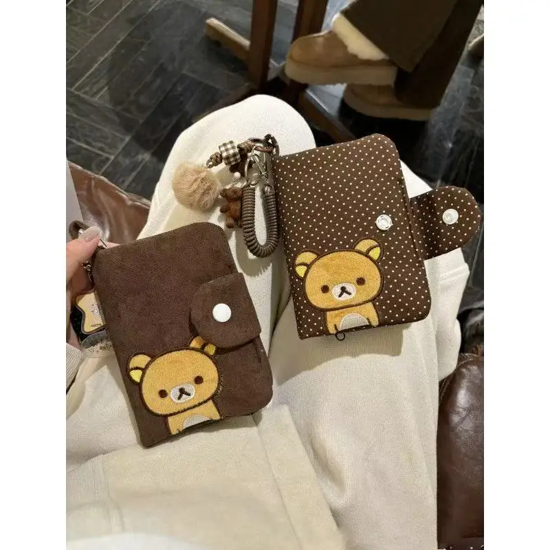 New Original Embroidered Cartoon Bear Passport Bag Versatile Large-capacity Document Storage Bag Portable Travel Cute Coin Purse