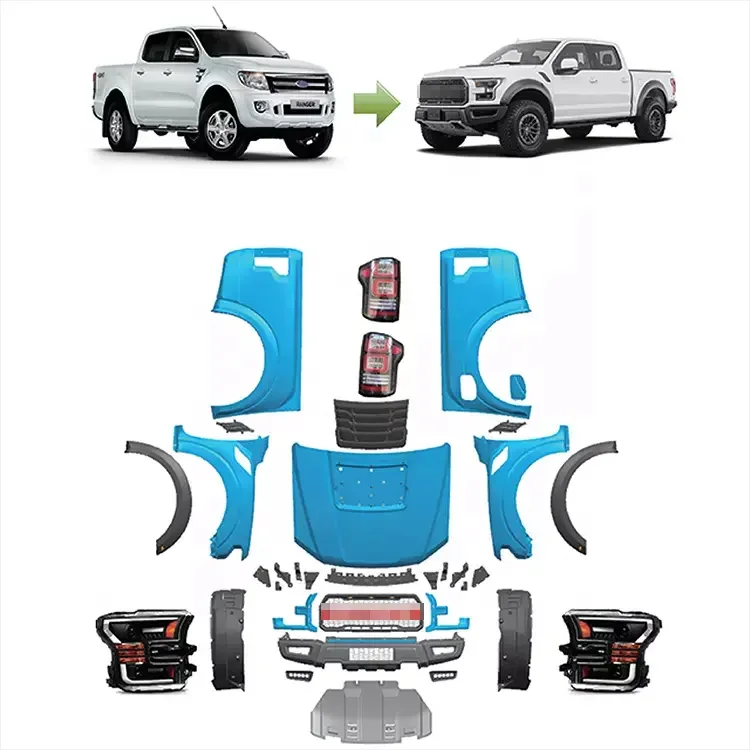 Ranger to F150 body kit car bumpers for Ford ranger 2012-2021 T6 T7 T8 upgrade Raptor F150 ABS Kit