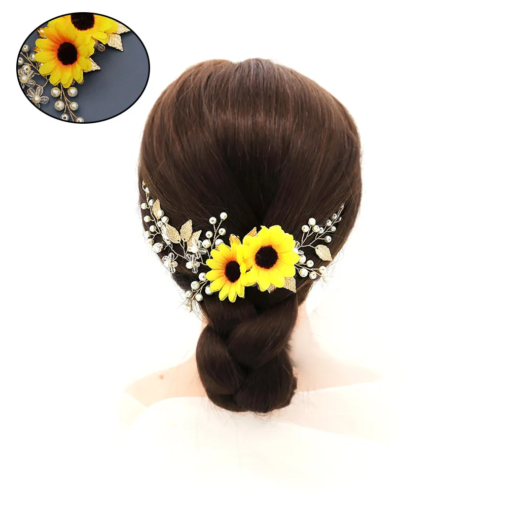 Sunflower Hairband for Wedding Party Performance Bridal Hair Accessory Premium Comfortable Non-Slip Decorative Photo Prop