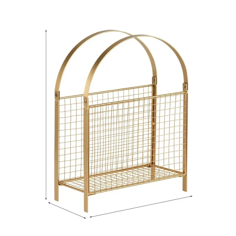 Nordic Style Gold Magazine Rack File Storage Removable Vertical Bookshelf Newspaper Holder